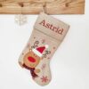 Light brown Christmas stocking with name