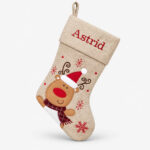 Light brown Christmas stocking with name