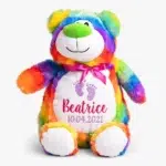 Rainbow teddy bear with name embroidered