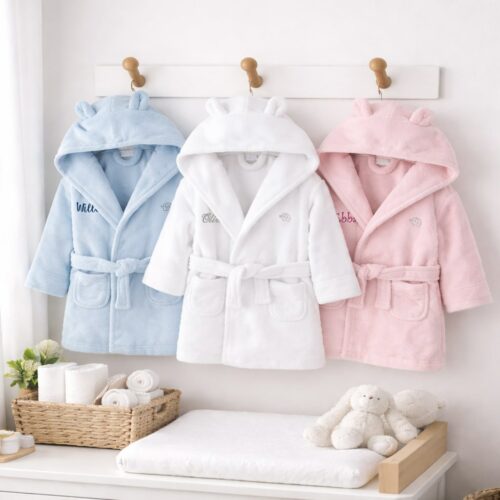Personalized bathrobe for babies with name, Plushy