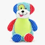 Colorful dog soft toy with name