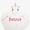 White unicorn blanket with name