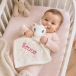 White unicorn comforter with name