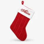 Personalized red woven Christmas stocking