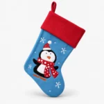Red penguin Christmas stocking with name
