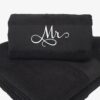black towel with the names Mr and Mrs