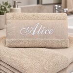 Personalized Beige towel with name