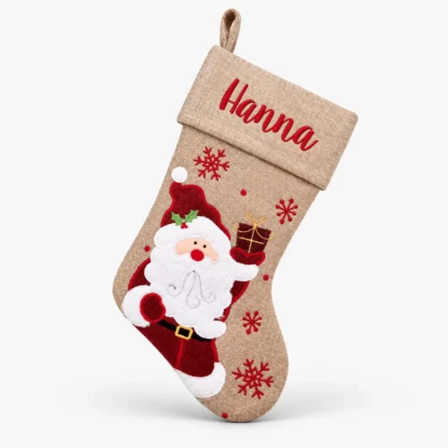 Light brown Christmas stocking Santa with name