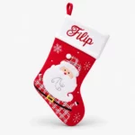 Christmas stocking with name and red Santa