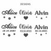 Embroidery design and thread color options for personalized baby comforters