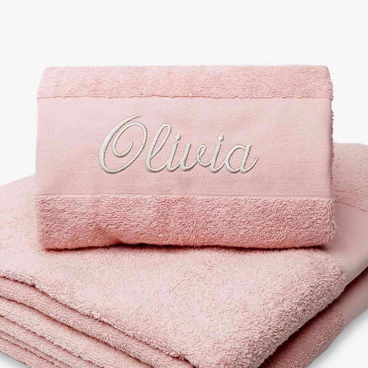 Personalized Towel in powder pink with name