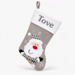 Gray Christmas stocking with Santa