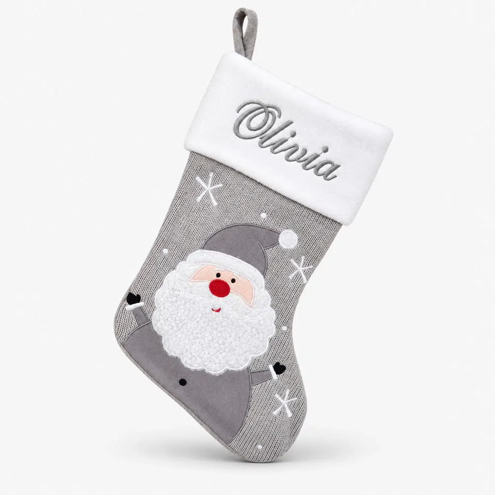 gra-vavd-strumpa-med-tomte-45-cm Gray woven xmas stocking with Santa