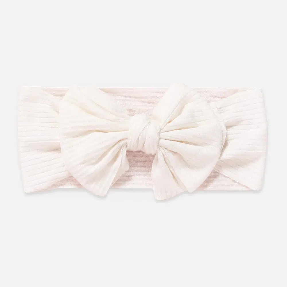 White headband for baby ribbed