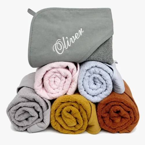 Bath capes with names embroidered