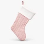 Pink woven Christmas stocking with name
