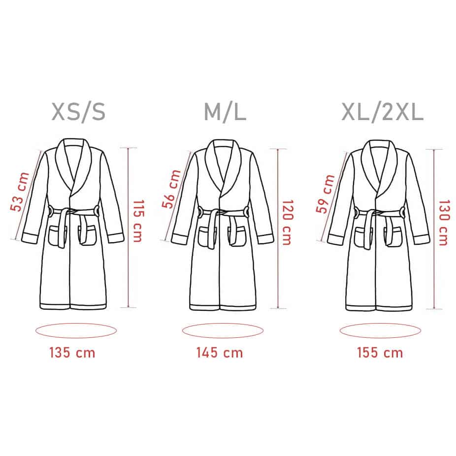 Bathrobes that show measurements