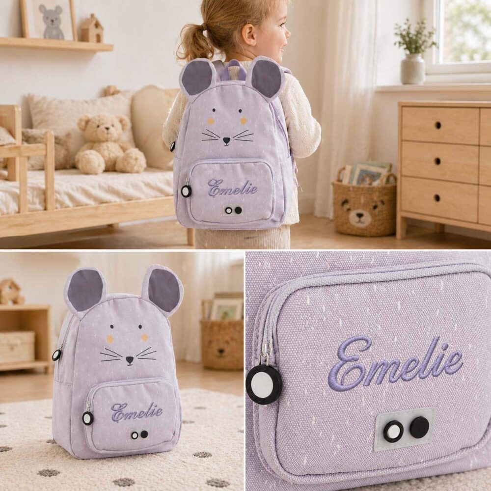 Children's backpack with mouse motif