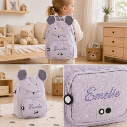 Personalized backpack - Mrs. Mouse Barnryggsäck med motiv som mus