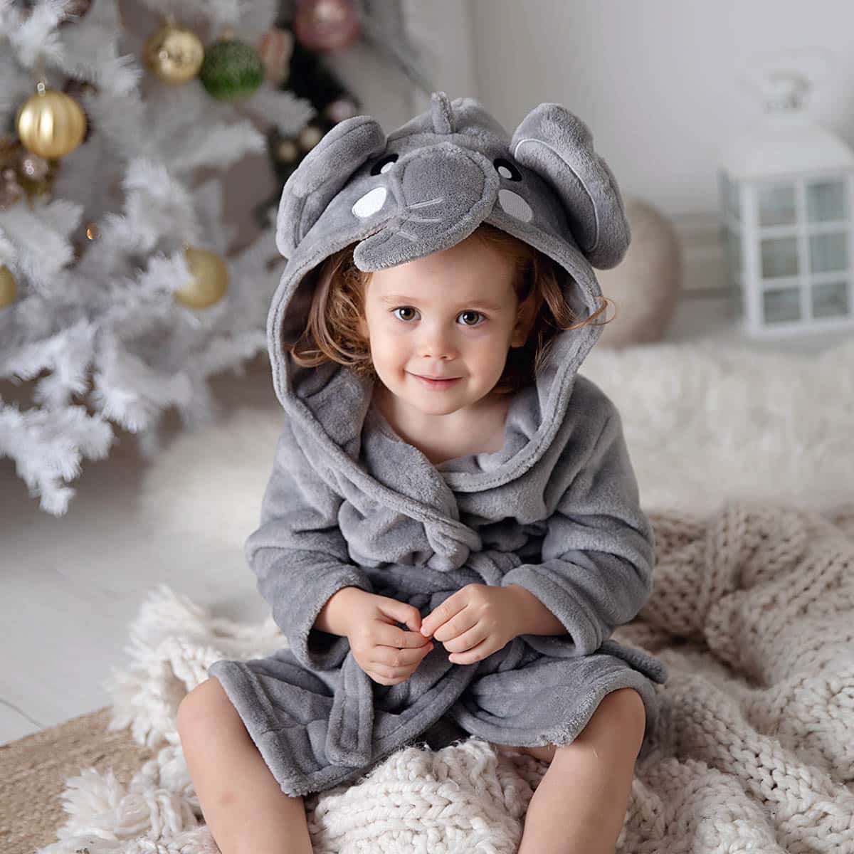 Personalized fluffy elephant bathrobe