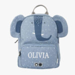 Personalized backpack with name and elephant motif
