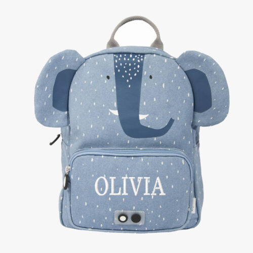 Personalized backpack with name and elephant motif