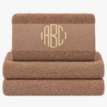 Brown towel with name and monogram