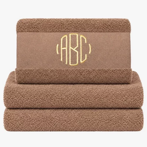 Brown towel with name and monogram