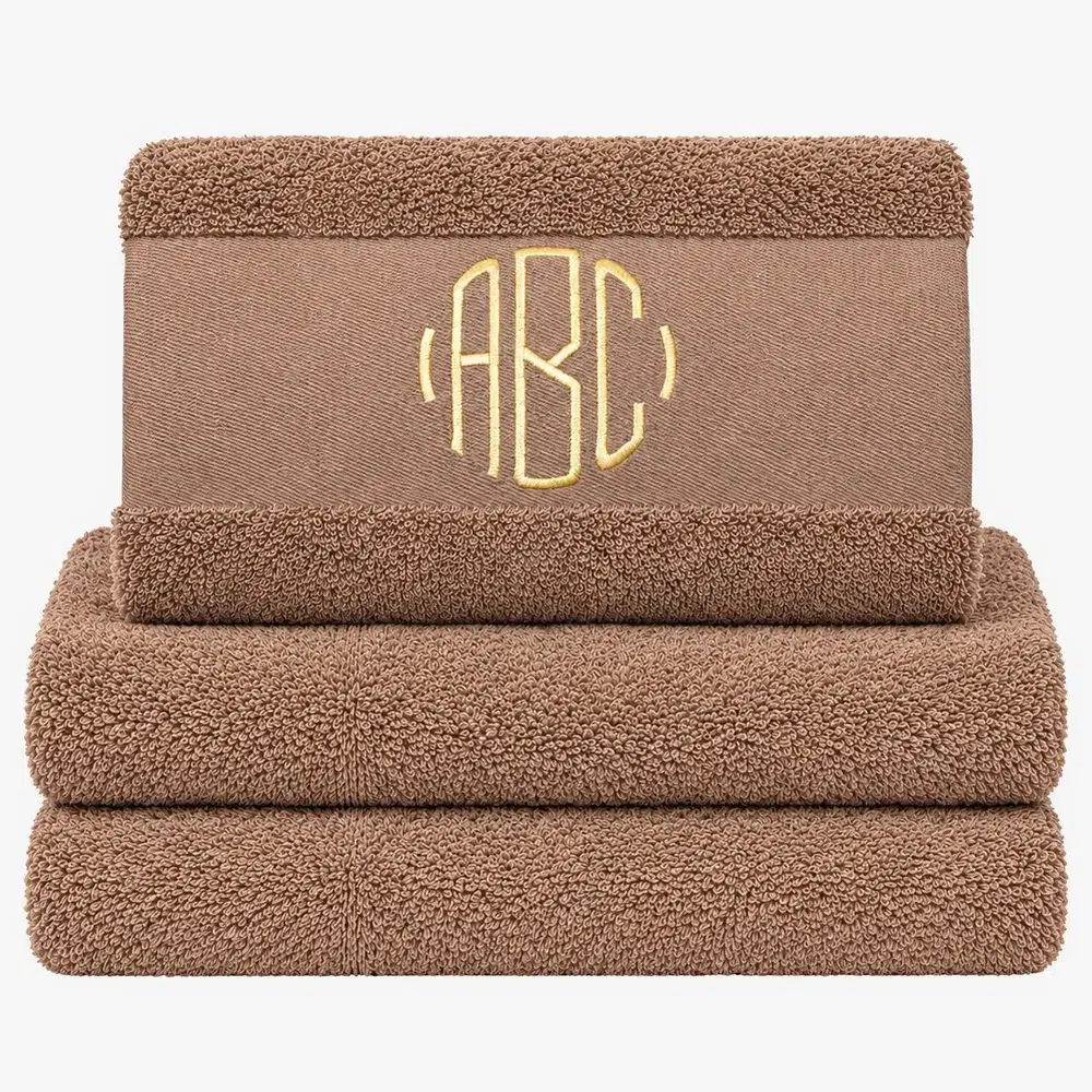 Brown towel with name and monogram Brown towel with name and monogram