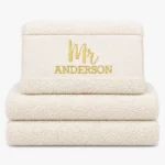 Personalized Towel in ivory color with name