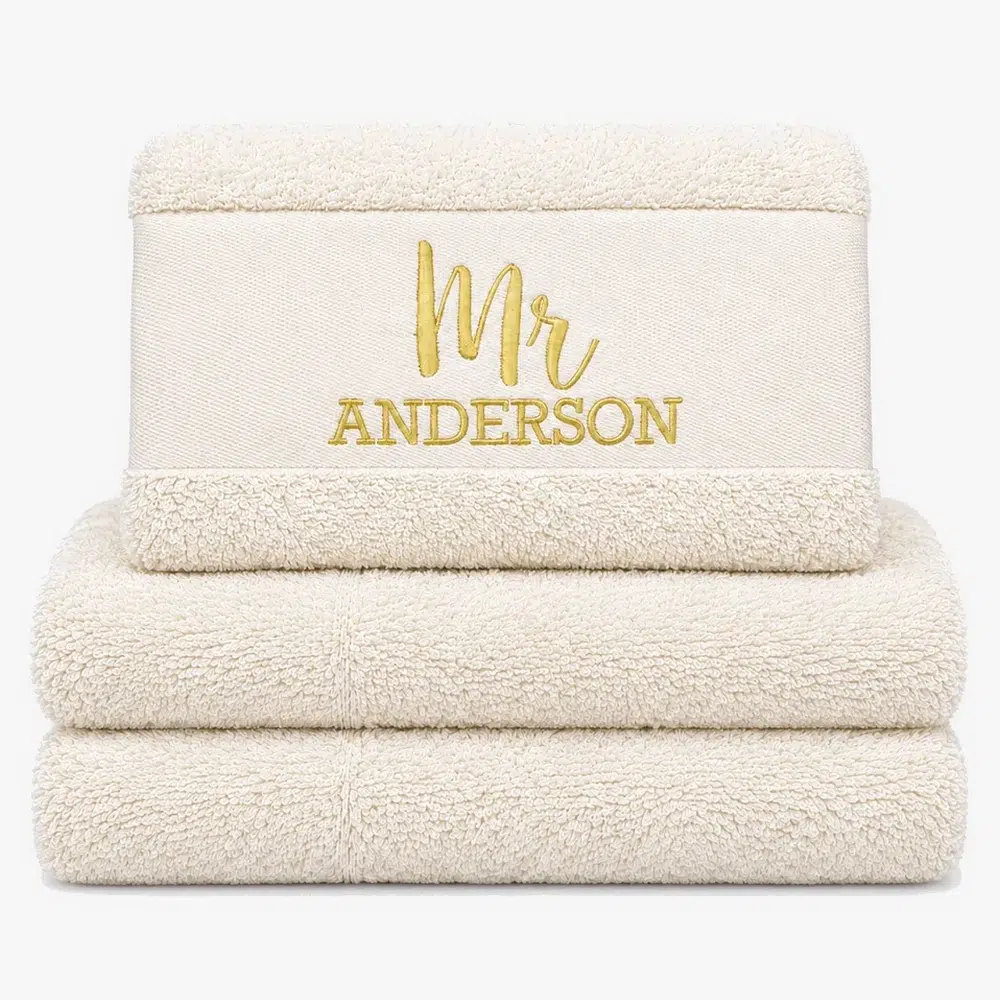 Personalized Towel in ivory color with name Personalized Towel in ivory color with name