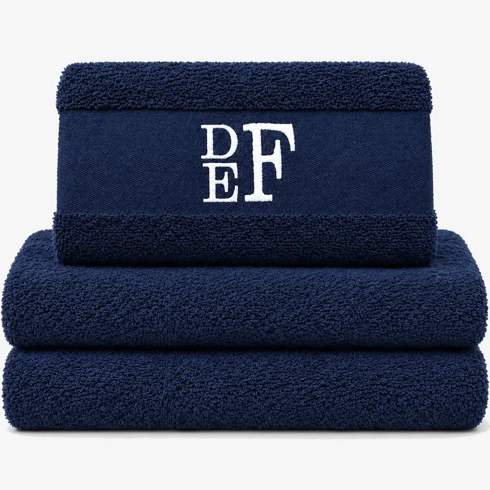 Navy blue personalized towel with embroidered name Navy blue personalized towel with embroidered name