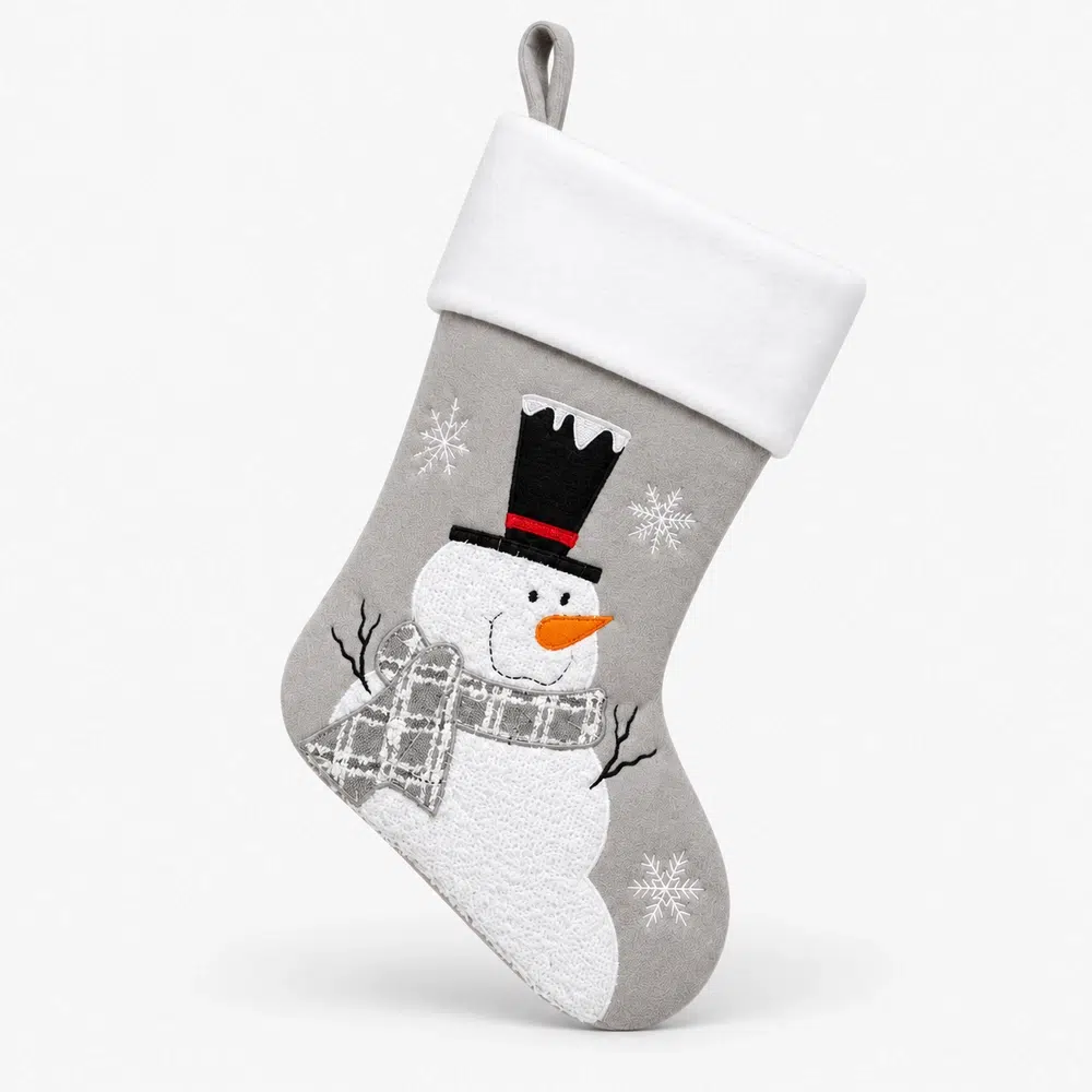 Grey personalized Christmas stocking with snowman Grey personalized Christmas stocking with snowman