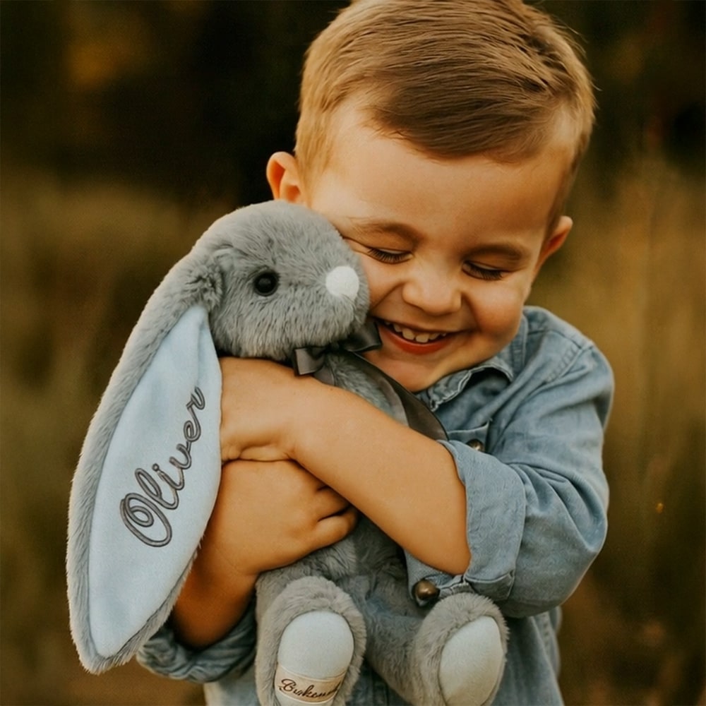 Bunny with name embroidered on the ear