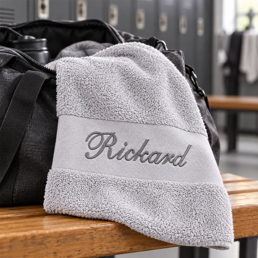 Personalized towel embroidered with a name