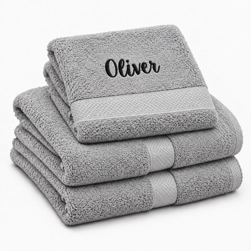 Grey personalized towel with name Grey personalized towel with name