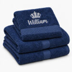 Navy personalized towel with name