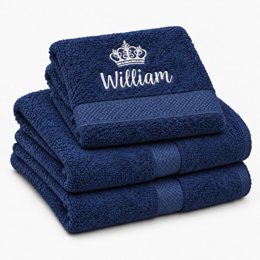 Navy personalized towel with name Navy personalized towel with name