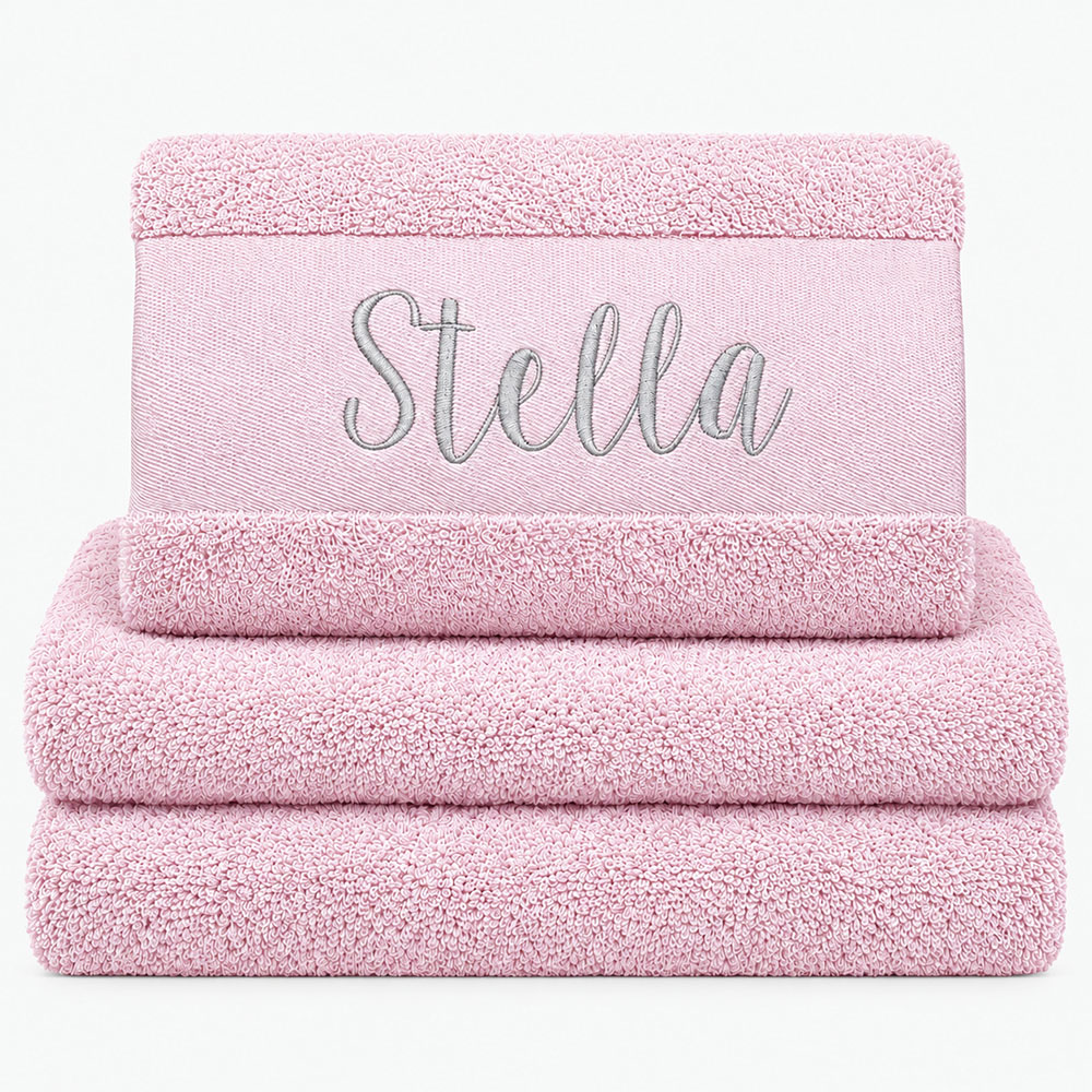 Pink personalized towel with embroidered name Pink personalized towel with embroidered name