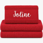 Personalized Towel in red color with name