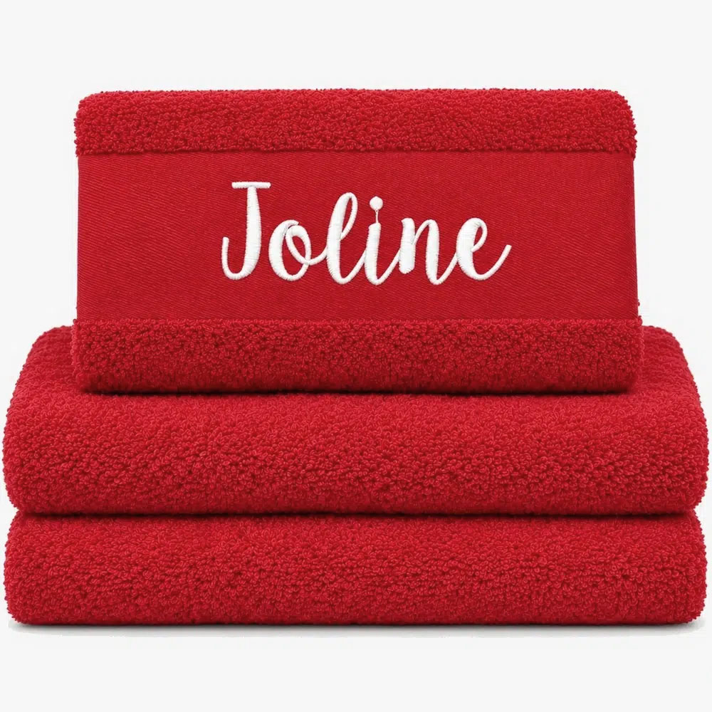 Personalized Towel in red color with name Personalized Towel in red color with name