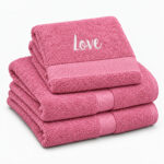Pink personalized towel with name