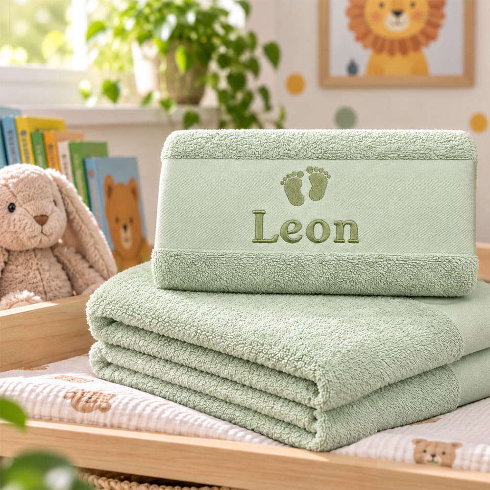 Pistachio personalized towel embroidered with a name