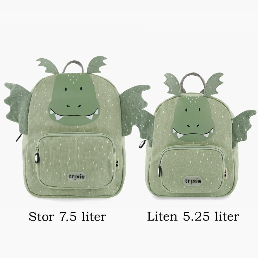 Large and small backpack with dragon motif