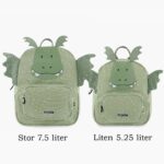 Large and small backpack with dragon motif