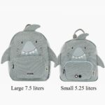 Large and small backpack with shark motif