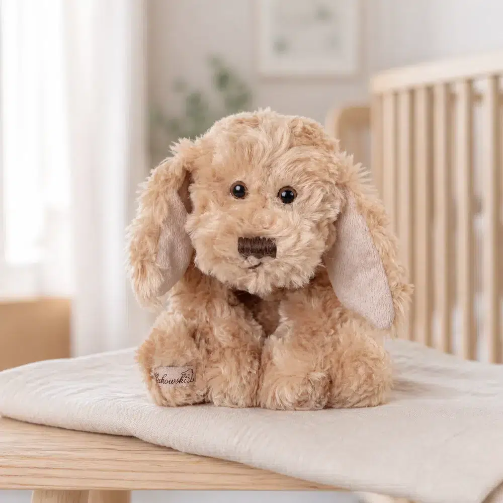 Buddy the dog soft toy, 25 cm, Bukowski, lifestyle image