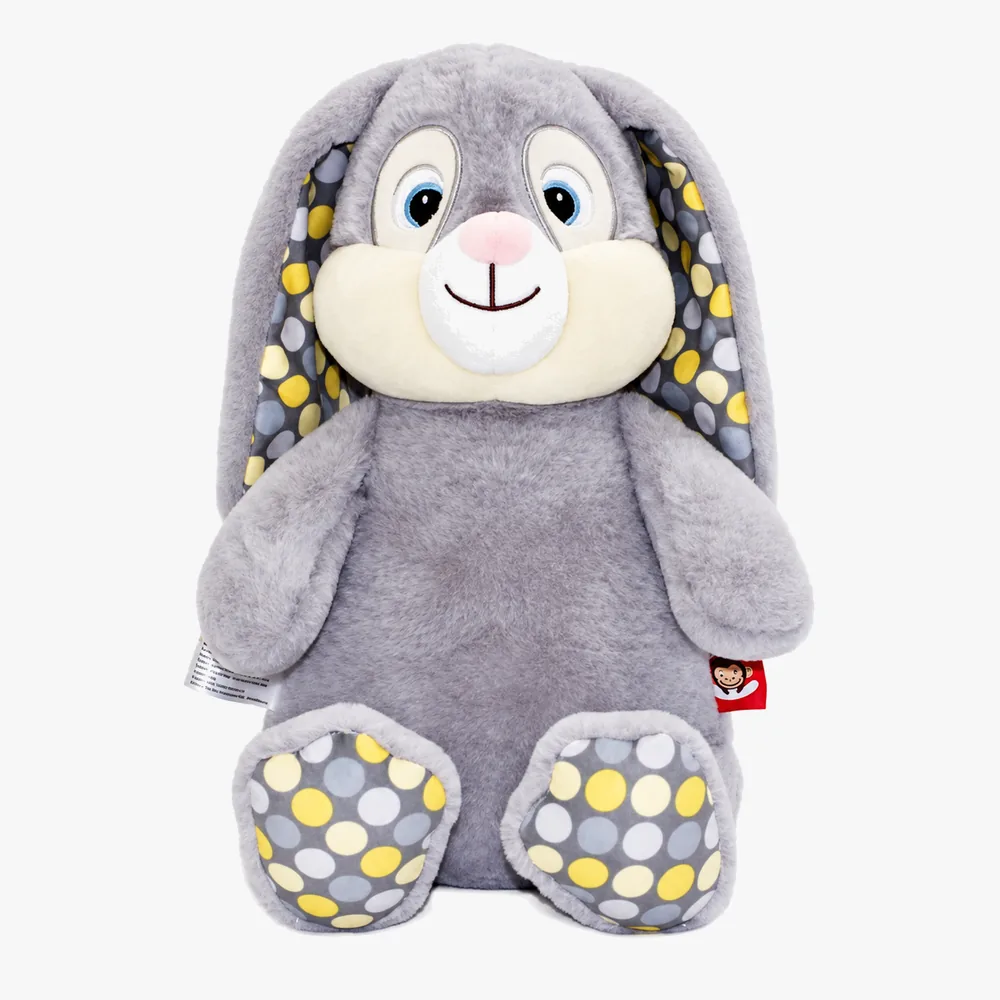 Grey Rabbit Soft Toy - Polka Grey rabbit soft toy with polka dot feet